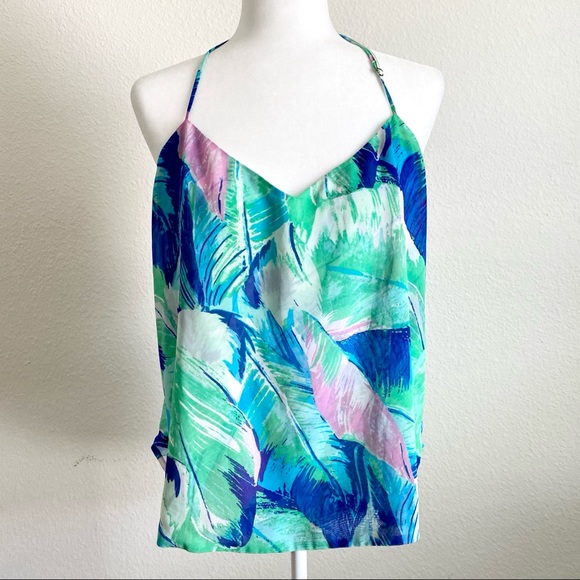 Show Me Your MuMu Tops - Show Me Your Mumu Tropical Leaf Print Halter Top L
